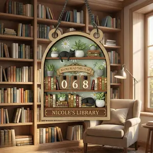 Vintage Book Tracker Sign, Personalized Reading Tracker, Library Decor, Book Lover Gift, Books Read This Year Counter, Reading Lover Gift