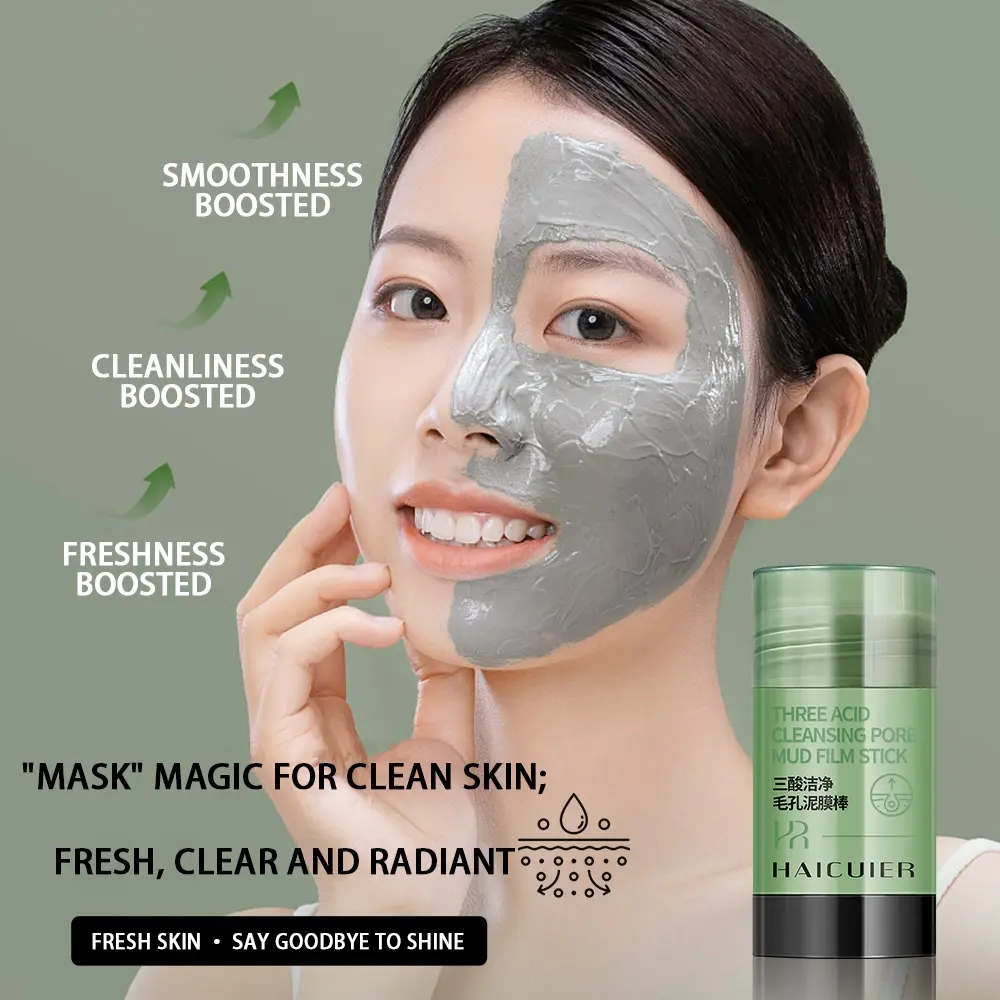 Deep Pore Cleansing Mud Facial Mask Stick, Removes Blackheads and Oil, Rotating Design, Suitable for All Skin Types, Daily Use Essential