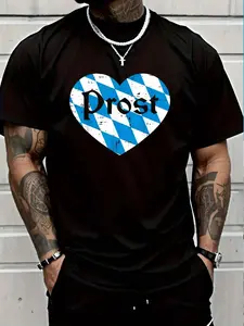 100% Cotton Prost Bavarian Heart Cute Oktoberfest Men Women T-Shirt Women's Men's Graphic Tee Crew Neck summer vacation Tops