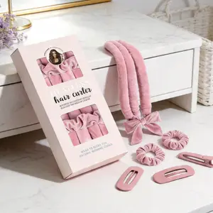 Heatless Hair Curler Set - Soft Velvet No-Heat Curling Rod, Scrunchies, Hair Clip, Overnight Heatless Curls Ribbon for Natural Waves, Damage-Free Styling, Heatless Curls Overnight