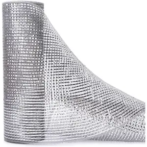 Silver Grey Metallic Mesh Ribbon Silver Deluxe Foil Christmas Ribbon for Christmas Tree Wreath Swags Wedding Garland 10 inch x 30 feet(10Yard)