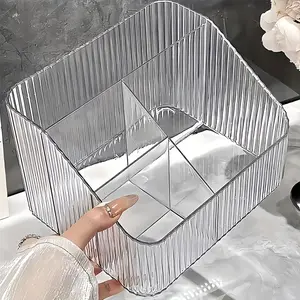 3/4 Compartment Clear Cosmetic & Bathroom Organizer, Freestanding Vanity Storage Box with Dividers, Space-Saving Holder for Cosmetics, Skincare & Toiletries, Ideal Gift