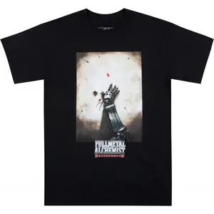 Fullmetal Alchemist Brotherhood Poster Art Flamel Symbol Graphic T-Shirt, Men Black Crew Neck Short Sleeve Vintage Anime Tee, Unisex Oversized Retro Streetwear Casual Tops for Daily Outdoor Holiday Party Wear