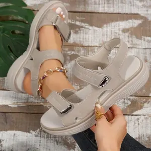 Wide feet sandals，Women's Sporty Flat Sandals Casual Low Wedge Summer Footwear Fresh Spring Style