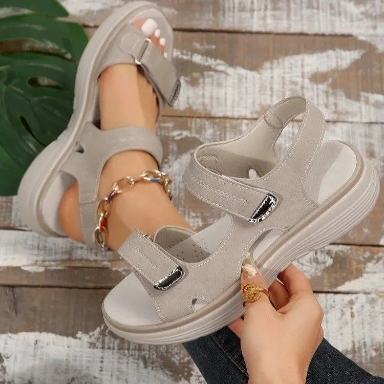 Wide feet sandals，Women's Sporty Flat Sandals Casual Low Wedge Summer Footwear Fresh Spring Style
