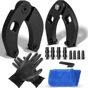 Gland Nut Wrench - Set of 2 Hydraulic Cylinder Spanner Wrench Adjustable - Spanner Wrench Set Includes Gloves, Microfiber Towel, Pins & Allen Wrenches, Suitable for Farm & Construction Equipment
