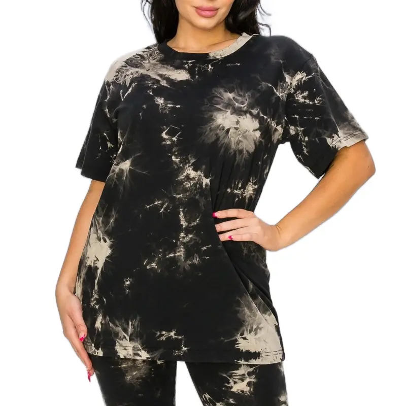 Lazae: Time Out tie-dye women’s 2pcs set  comfy Womenswear Cotton Outfit, biker shorts set outdoor wear summer clothes