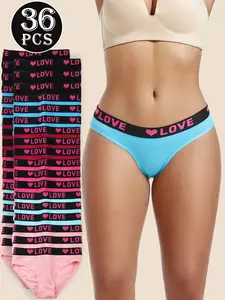 Women's 36/24pcs Solid Color Panty, Soft Comfy Breathable Seamess Knicker for Daiy Wear. Back-to-School Clothing, Multipack Underwear for All Seasons, Summer Wear 2024