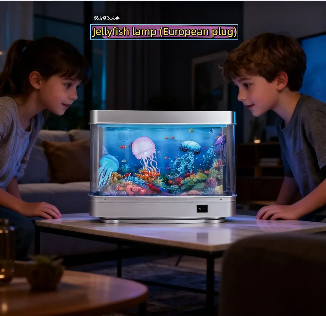 Plug Artificial Aquarium Lamp, LED Virtual Fake Fish Tank with Moving Marine Life Animation, Ocean in Motion, Relaxing Ocean Scene Night Light