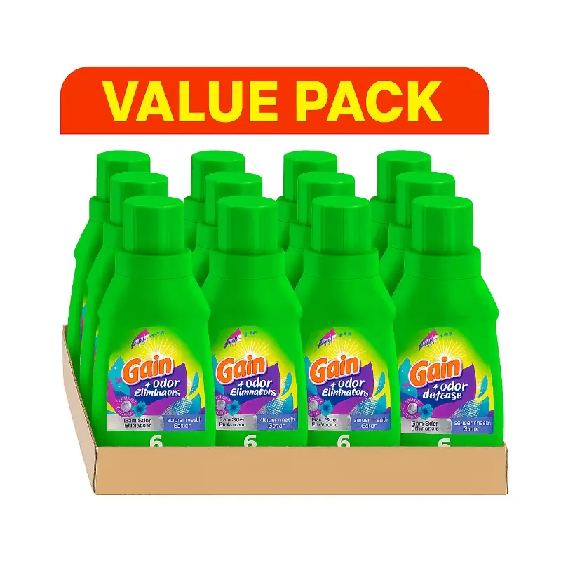 Gain Odor Defense Laundry Detergent 10oz Bottles – Super Fresh Blast Scent, 12 Pack (Total 120oz) | Powerful Odor Eliminator Liquid Detergent Value Pack for Long-Lasting Freshness