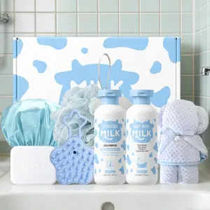 LAIKOU Milk Bath & Hair Care Set, Body Wash 200ml + Shampoo 200ml + Soap 110g, Hydrating Gentle Clean for Smooth Skin
