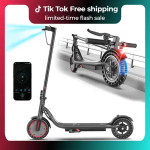 Electric Scooter - 8.5" Solid Tires, 350W Motor, Up to 19MPH& Miles Long-Range Portable Commuting Scooter for Adults with Double Braking System, App