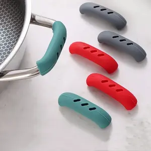 4 Piece Silicone Handle Covers, Heat Resistant Non-Slip Protective Sleeves, Durable Kitchen Utensil Grips for Cooking & Camping Pots