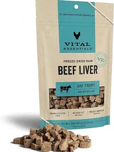 Vital Essentials Freeze Dried Raw Single Ingredient Dog Treats, Beef Liver, 2.1 oz