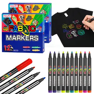 Fabric Markers Permanent For Clothes, 24 Colors or 12 Colors Fabric Pens - & Machine Washable, for T-Shirt, Canvas Shoes, Bags, Pillowcase & Onesies, Fine Tip Clothing Markers for Laundry Marker