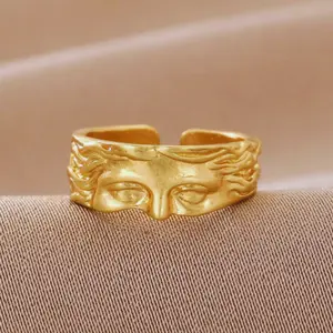 Venus half face ring, 18k gold plated ring with creative and exaggerated personality open design, suitable for daily wear, fashionable for men and women