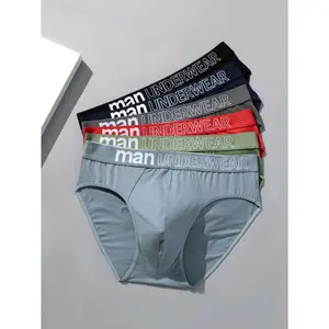 Men's Basic Stretch Knit Triangular Briefs Set - 6pcs/Pack, Breathable, Skin-Friendly, Non-Binding, Multicolor Plain Fabric, Sizes L-6XL
