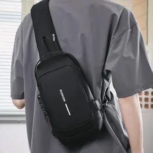 Waterproof Antitheft Men's Chest Bag with Combination Lock for Cycling Outdoor Big Capacity USB Interface for Bikers Adventure Ready Stylish and Secure Travel Companion Perfect for the Modern Man