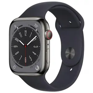 Refurbished Apple Watch Series 8 GPS + Cellular 41mm Graphite Stainless Steel Case Black Sport Band 2022 with S8 SiP Chip & Watch Charger Accessories