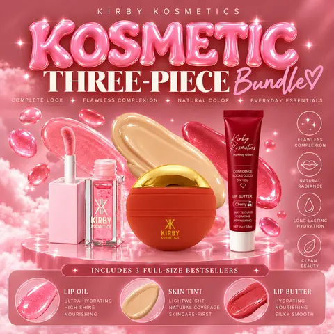 Kirby Kosmetics Bundle Boxes - Luxe Lip Kits, Hydrating Lip Oils, Perfectly Pigmented Blushes, Brushes Gift Makeup Sweet Cheeks Hydrate Cosmetic