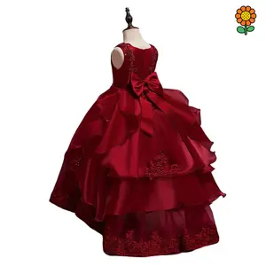 DZP-Elegant Green Princess Tulle Dress for Girls - Sleeveless, Ruffled Ball Gown with Floral Embroidery, Perfect for Weddings, Pageants, and Special Occasions, Princess Dress for Girls