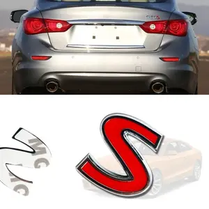 Red Chrome 3D S Letter Emblem Trunk Lid Badge Decal 3M ADHESIVE Infiniti Q50 Q60 Q70 G37