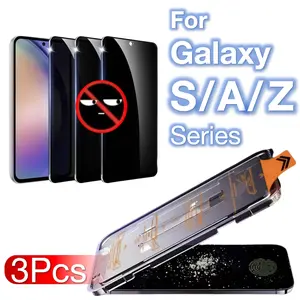 3 Pack Privacy Screen Protector for Samsung Galaxy S25 S24 S23 S22 S21 Plus + Ultra Z Fold 7 6 5 4 3 A56 A55 A54 A53 A52 A35 5G , 9H Hardness Anti-Scratch Anti-Spy Tempered Glass Film - Support Fingerprint Unlock, Case Friendly