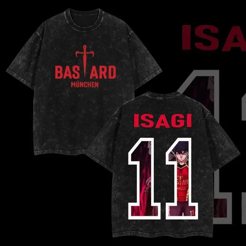 Men's Bluelock "Isagi" Vintage Unisex Oversize Anime T-shirt, graphic tee,anime merch fan, outfits men,boys merch Menswear, Fitted, Funny Pop Culture Streetwear,Casual All Seasons Top Hand Wash Only funny student shirt Casual Short Sleeve Tee For Men Top