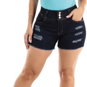 Ladies Shorts - Womenswear Bottom, Distressed Design, Adjustable Drawstring Waistband