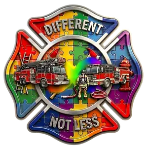 Autism Fire Dept. Maltese Window or Helmet Decal Powercall