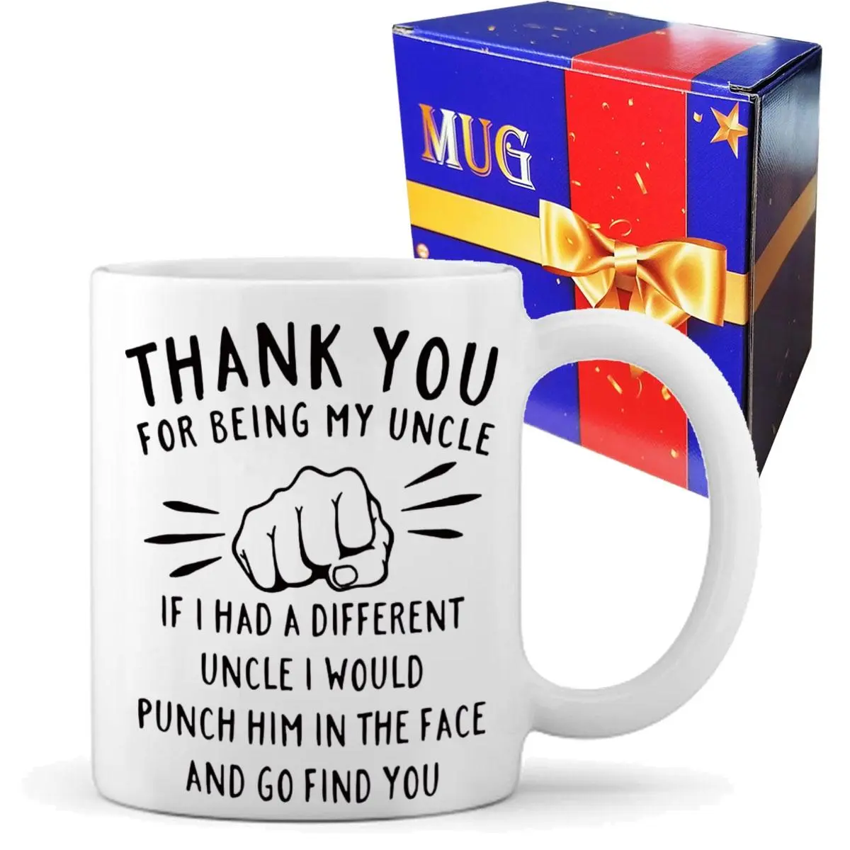 Thank You for Being My Uncle Letter Pattern Funny Coffee Mug, 1 Count Ceramic Tea Cup with Handle, Drinkware Gift for Friend for Birthday Thanksgiving, Ceramic Mugs