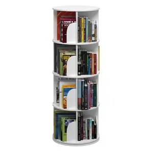4 Tier White 360° Rotating Stackable Shelves Bookshelf Organizer