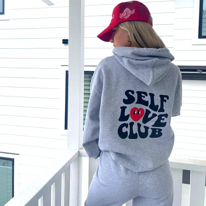 self love smile heart hoodie sweatsuit set