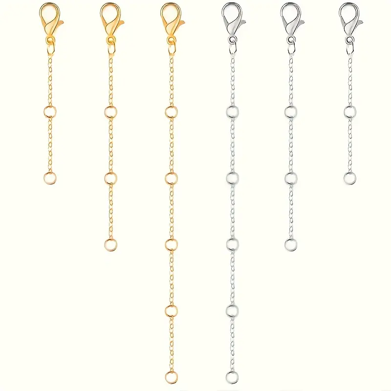 6/12pcs Of Stainless Steel Necklace Extension Chain, Three Sizes, Suitable For Women'S Jewelry Making, Necklace Bracelet, Anklet Extension Chain Accessories (golden And Silvery)