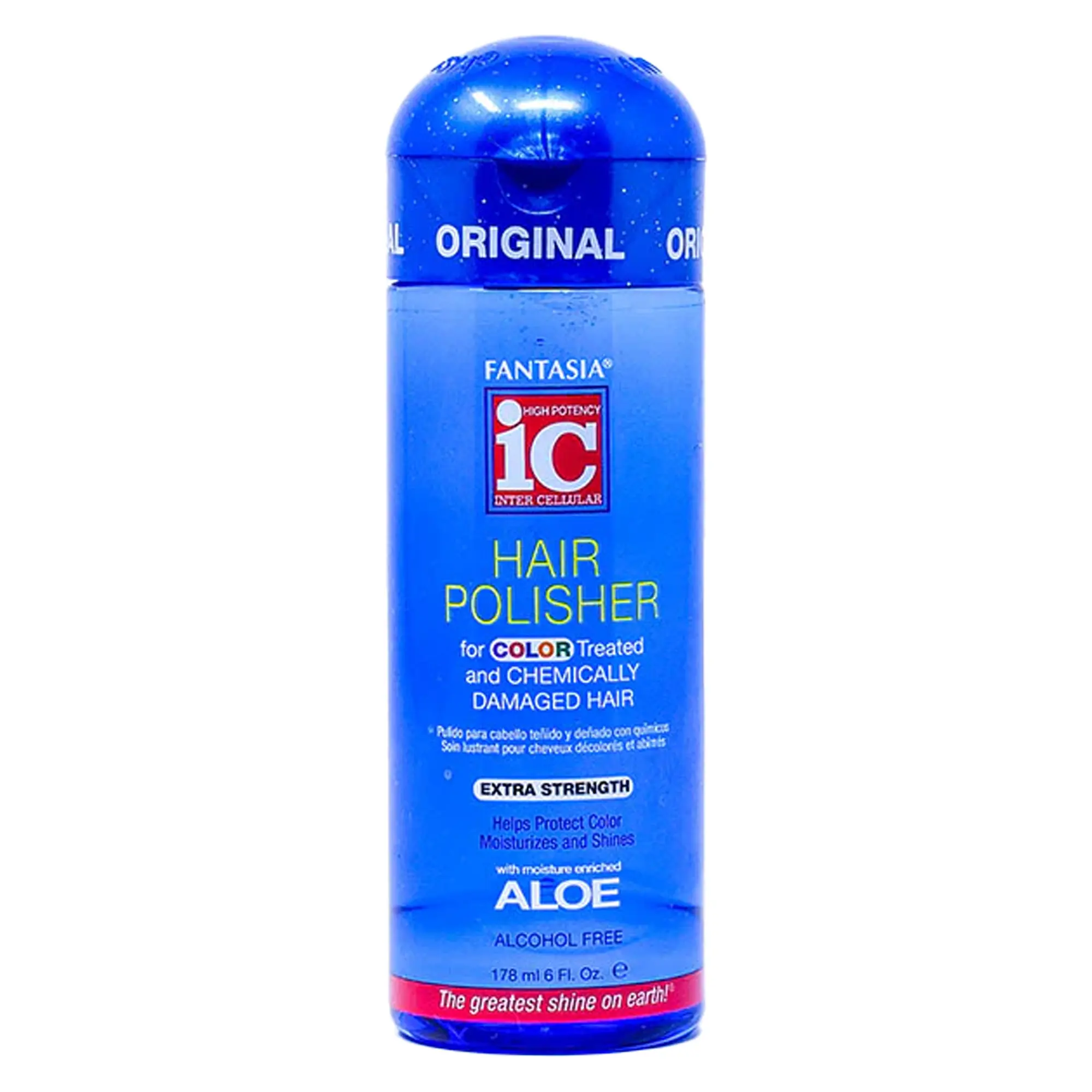 Fantasia IC Hair Polisher Haircare Treatment, 6 oz Extra-Strength Aloe-Enriched Formula for Color-Treated & Chemically Treated Hair, Non-Greasy Leave-In Daily Repair for Smooth Silky Shine & Color Protection, Non-Greasy Leave-In Treatments