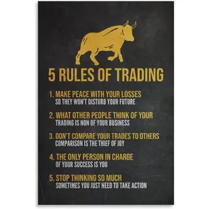 Lucky Poster -five Stock Chart five Rules of Trading Poster Stock Investment Trading Market- Art Print Decor Room Colorful Gifts Decoration Ornaments