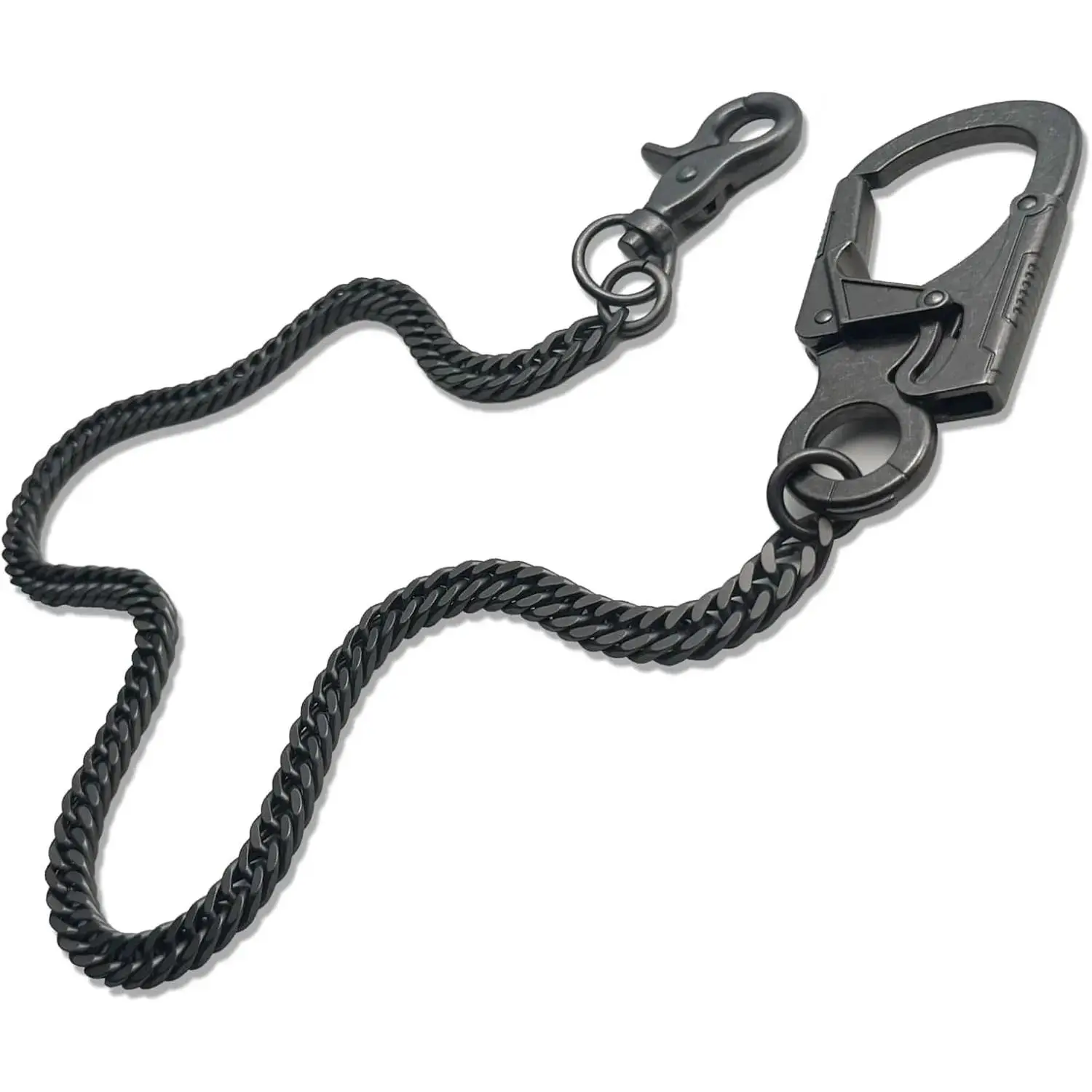 Men's 25-in Stainless Steel Alloy Wallet Chain with Carabiner & Double Lock, Heavy-Duty Biker Accessory, 25 Inches