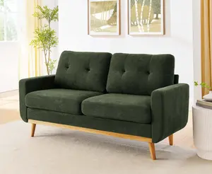 67.7" Wide Mid-Century Modern Upholstered Tufted Loveseat Sofa With Wooden Legs