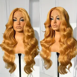 Boifit Hair Blend Human Hair Body Wave Wig 150% Density 13x4 Lace Front Wigs 27# Colored Wigs Transparent Lace Front Human Hair Pre Plucked for Women