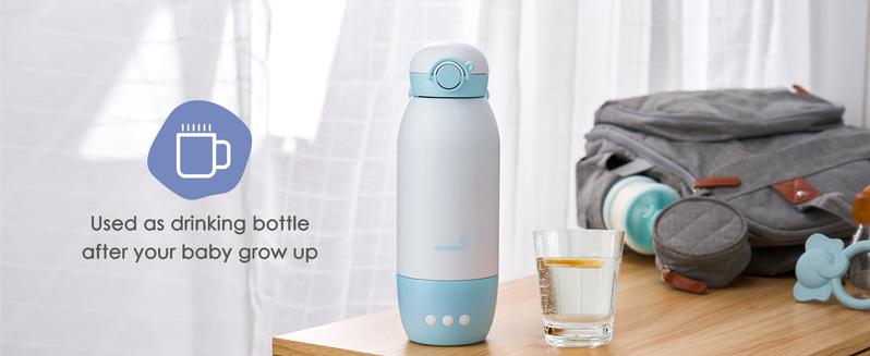 Portable Bottle Warmer - Cordless Travel Milk Warmer for Breastmilk/Formula with Precise Temperature Control and Memory Function