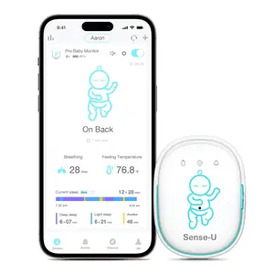 Sense-U Pro Baby Breathing Movement & Sleep Position Monitor with Gentle Vibration Alerts, Temperature Notifications, Audible & App Alerts, Easy Clip-On Design