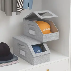 Stackable Hat Storage for Baseball Caps, 2 PCS Hat Boxes for Closet, Holds Up to 30 Caps, Cardboard Organizer for Women & Men,space-saving， Meaningful Easter Gift，Father's Day and Mother's Day gifts