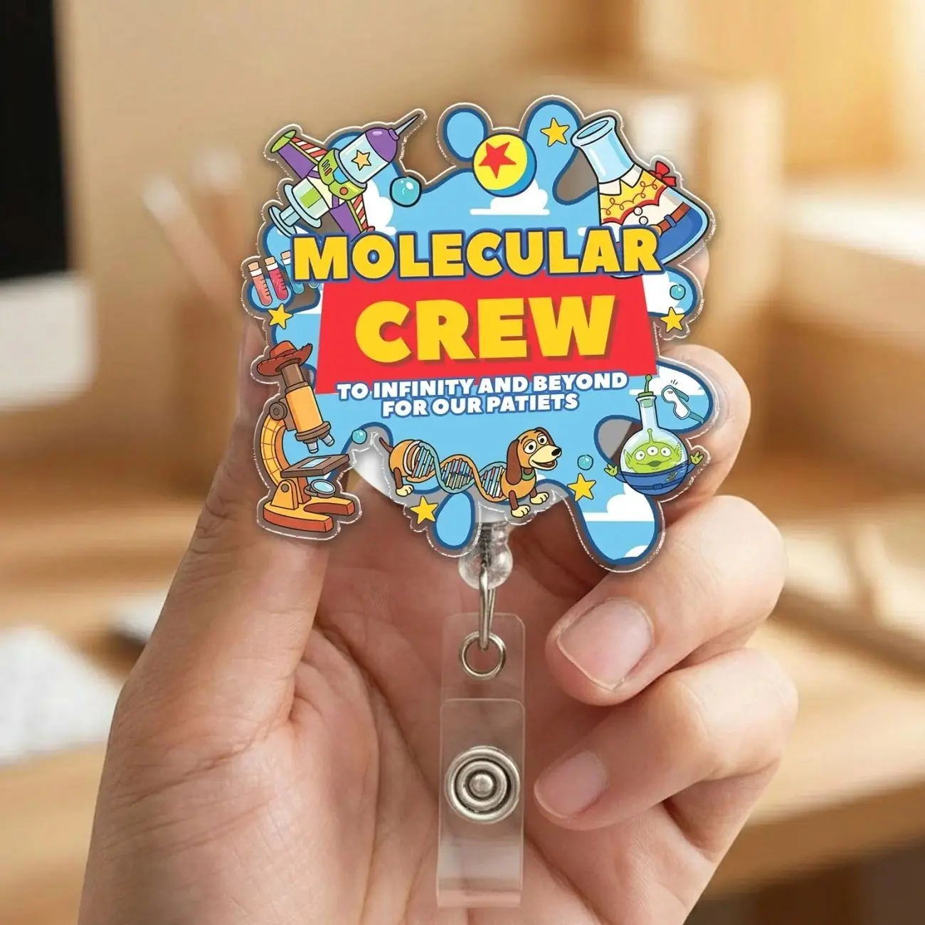 Lab Story Lab Week 2026 Badge Reel, Nurse & Lab Tech Retractable ID Holder, Infinity Patients Design 9KR