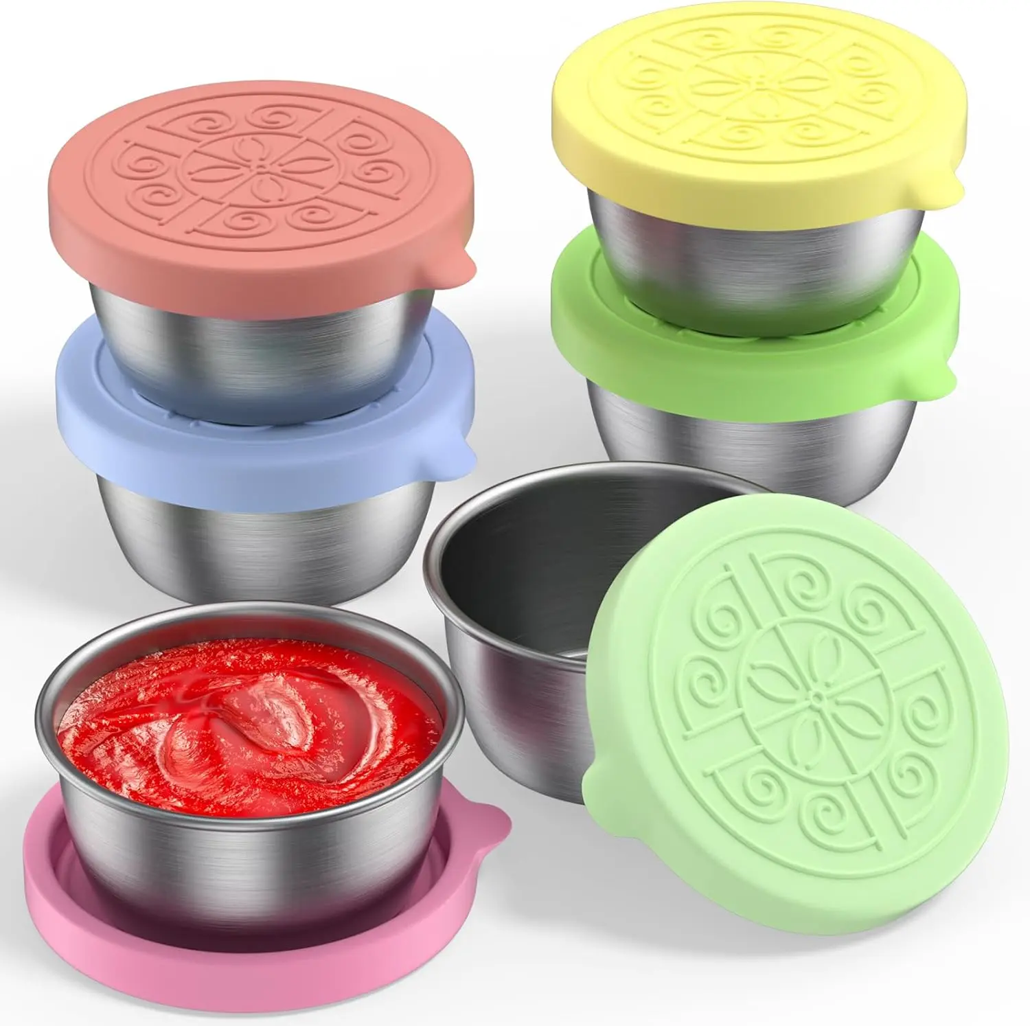 6 Pack Salad Dressing Container To Go, 1.7oz/50ml Small Containers with Lids