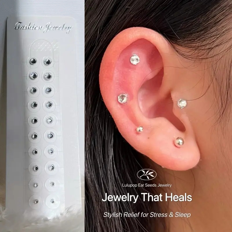LuluPop Mixed Size Crystal Ear Seeds Jewelry No Piercing Rhinestone Ear Stickers