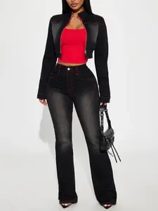 Up For A Challenge Stretch Moto Bootcut Jeans - Black Wash