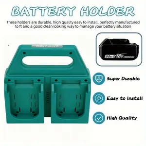 4-Slot Battery Carrying Holder for Makita 18V & 14.4V, Batteries Tool Case Storage Organizer Rack for Makita, Portable and Rugged Battery Caddy with Handle for Jobsite and Mount Bag Use