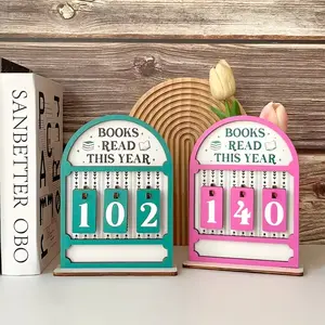 Book Reading Tracker, Counting Books This Year, Bookshelf Decoration, Reader Gift, Perfect Gift for Book Lovers, DIY Text Option, Wooden Decor