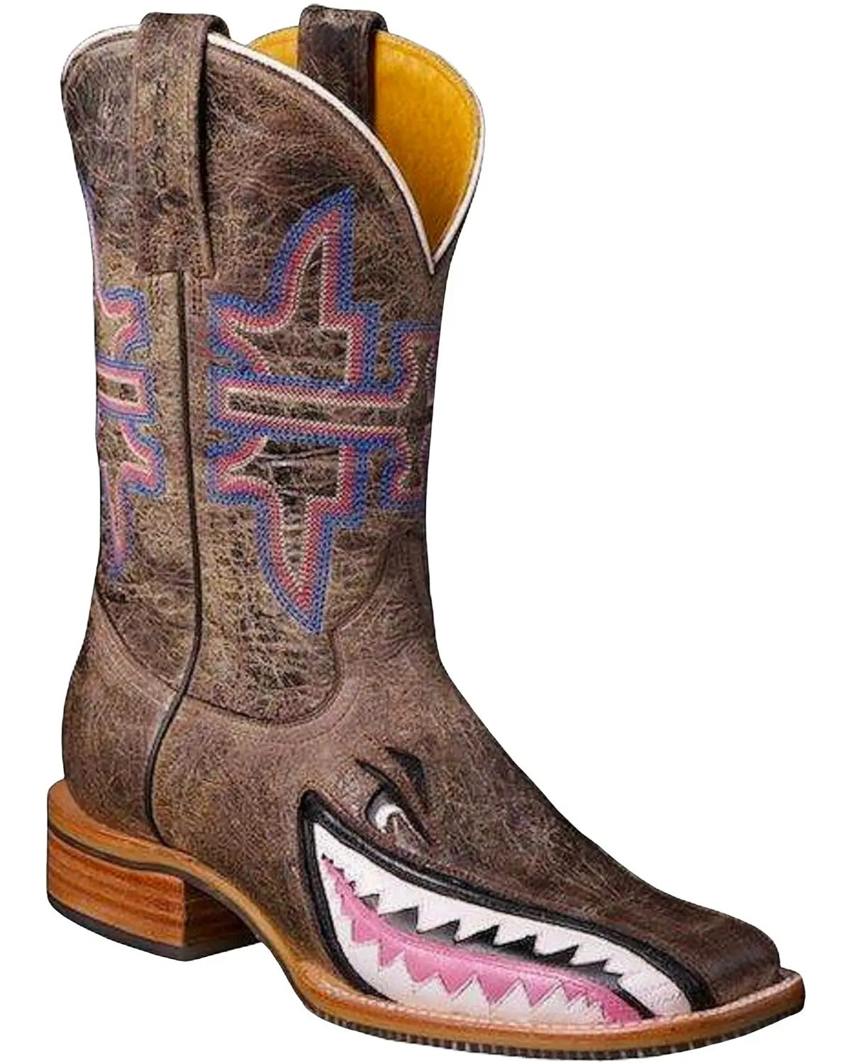 Tin Haul Women's Women'S Man Eater Shark Western Boot Square Toe - 1402100070114