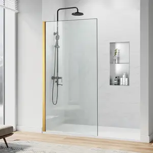 34" W x 74" H Walk-in Semi-Frameless Fixed Shower Screen with 5/16" (8 mm) Clear Tempered Glass